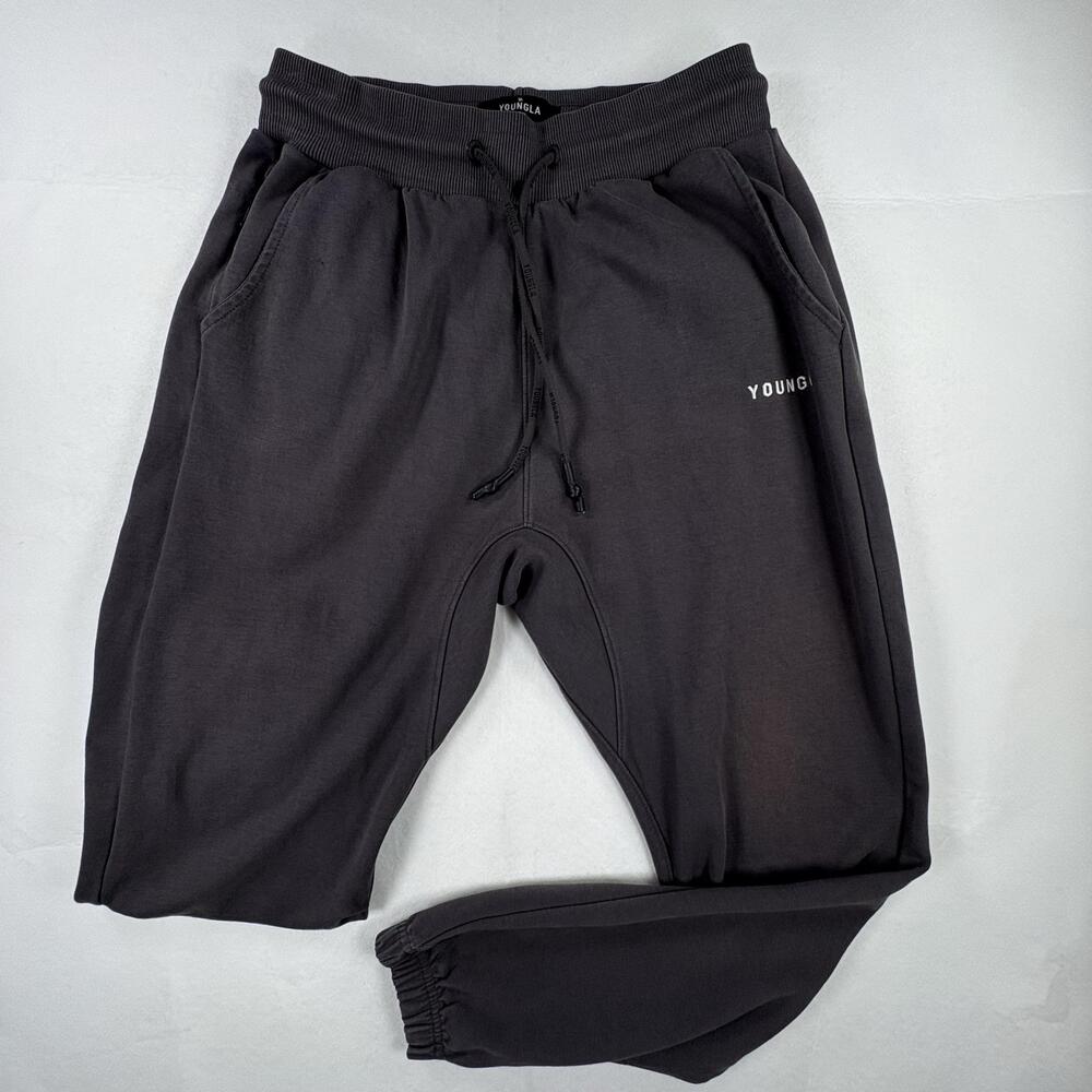 YoungLA Sweatpants Mens Large Gray Fleece Joggers Elastic Pockets Model 210